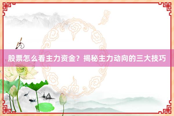 股票怎么看主力资金？揭秘主力动向的三大技巧