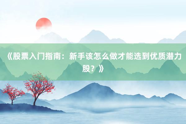 《股票入门指南：新手该怎么做才能选到优质潜力股？》