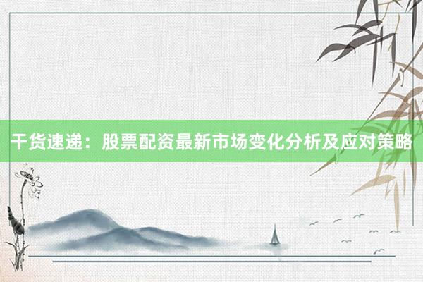 干货速递：股票配资最新市场变化分析及应对策略