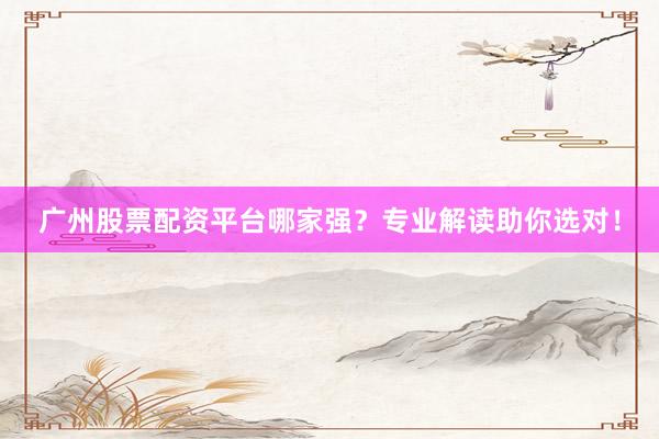 广州股票配资平台哪家强？专业解读助你选对！