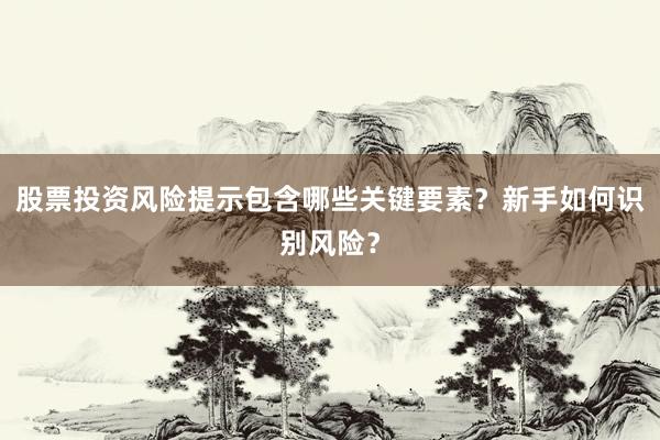 股票投资风险提示包含哪些关键要素？新手如何识别风险？
