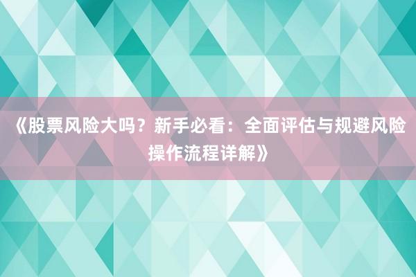 《股票风险大吗？新手必看：全面评估与规避风险操作流程详解》