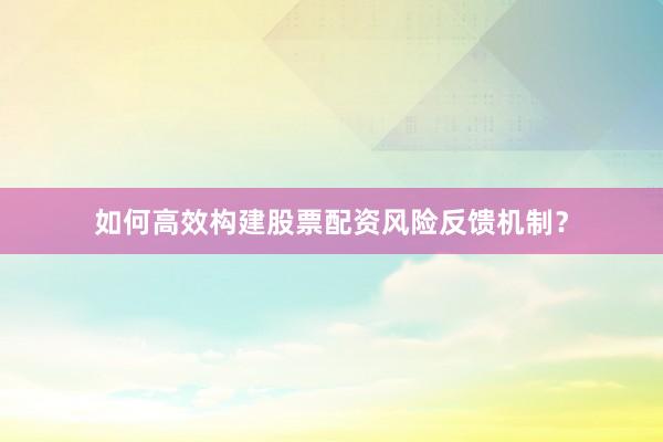 如何高效构建股票配资风险反馈机制？