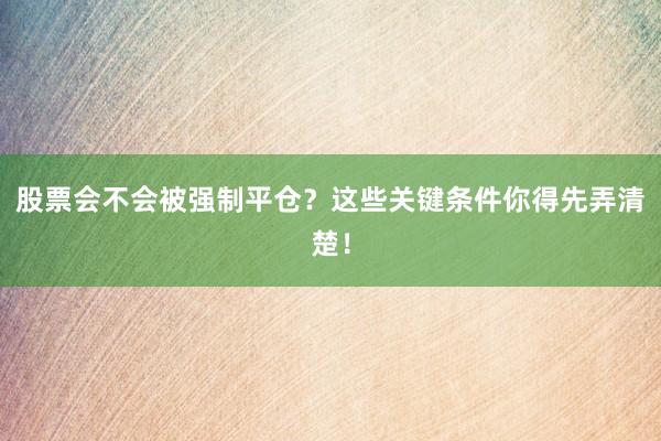 股票会不会被强制平仓？这些关键条件你得先弄清楚！