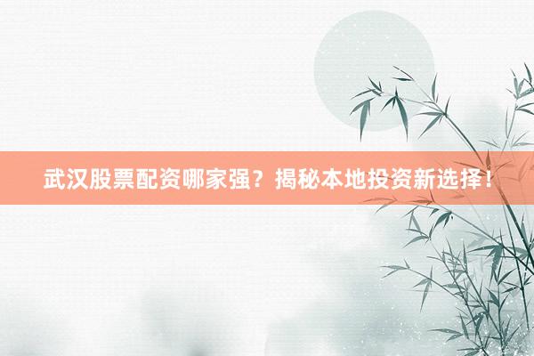 武汉股票配资哪家强？揭秘本地投资新选择！