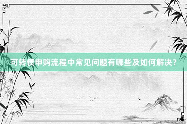 可转债申购流程中常见问题有哪些及如何解决？