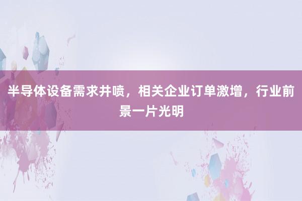 半导体设备需求井喷，相关企业订单激增，行业前景一片光明